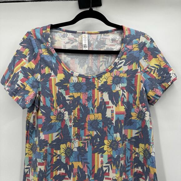 Lularoe Classic Tee Womens Small Blue Multicolor Floral Basic Boho Colorful - Picture 3 of 10